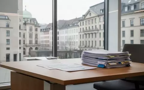Ein minimalistischer, heller Arbeitsplatz mit Dokumenten und Blick auf eine moderne Stadtlandschaft. - Foto: über boerse-global.de