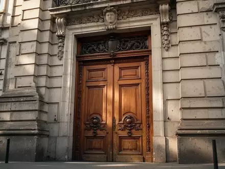Massive Holztür eines historischen Gerichtsgebäudes in Buenos Aires bei Tageslicht. - Foto: über boerse-global.de