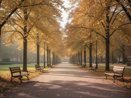Ein sonniger, herbstlicher Park mit Spazierwegen und Bäumen, der eine Atmosphäre von Gesundheit und Wohlbefinden vermittelt. - Foto: über boerse-global.de