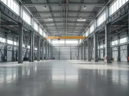 Eine weitläufige, moderne Industriehalle mit blanken Betonböden und natürlichem Lichteinfall durch hohe Fenster. - Foto: über boerse-global.de