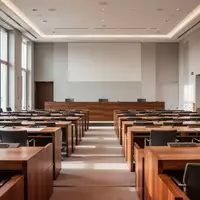 Ein leerer Konferenzsaal in einem modernen Regierungsgebäude mit ordentlich aufgereihten Stühlen und Tischen bei Tageslicht. - Foto: über boerse-global.de
