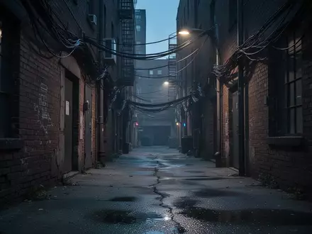 Dunkle, industrielle Gasse mit sichtbaren Kabeln, die eine Atmosphäre von versteckter digitaler Infrastruktur vermittelt. - Foto: über boerse-global.de