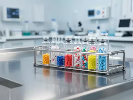 Sauberer Laborbereich in einer Kinderklinik mit sterilen Oberflächen und Glasfläschchen für die Arzneimittelherstellung. - Foto: über boerse-global.de