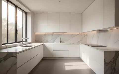 Eine moderne, minimalistische Küche mit klaren Linien und natürlichem Lichteinfall. - Foto: über boerse-global.de