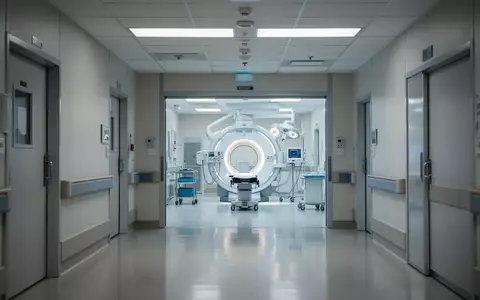 Moderner, heller Krankenhausflur mit Blick auf einen sterilen Operationssaal. - Foto: über boerse-global.de