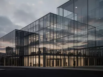 Moderne Glasfassade eines Bankgebäudes in der Abenddämmerung. - Foto: über boerse-global.de