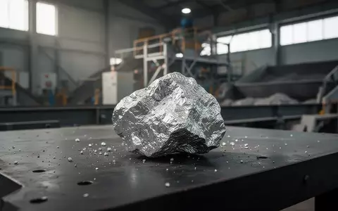 Ein silbernes Mineralerz auf einem industriellen Arbeitstisch in einer modernen Minenanlage. - Foto: über boerse-global.de