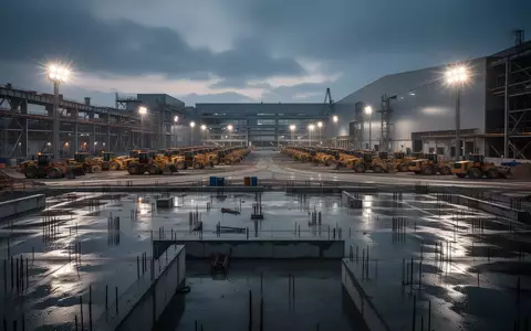 Eine weitläufige Baustelle für ein Rechenzentrum bei Dämmerung, die die massiven Infrastrukturinvestitionen für KI verdeutlicht. - Foto: über boerse-global.de