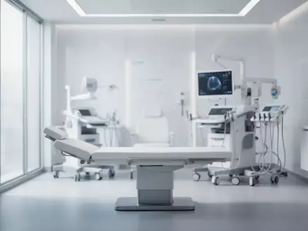 Ein minimalistischer, moderner Behandlungsraum in einer klinischen Umgebung mit natürlichem Licht. - Foto: über boerse-global.de