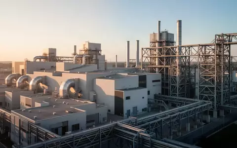 Industrielle Produktionsanlage in der Abenddämmerung mit Fokus auf moderne Architektur und metallische Gebäudestrukturen. - Foto: über boerse-global.de