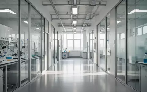 Ein heller, moderner Flur in einem Forschungslabor mit minimalistischer Architektur und einfallendem Tageslicht. - Foto: über boerse-global.de