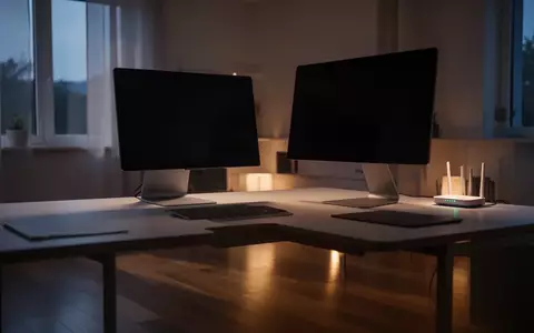 Ein minimalistisches Arbeitszimmer mit einem ausgeschalteten Computermonitor und einem im Hintergrund dezent leuchtenden Router. - Foto: über boerse-global.de
