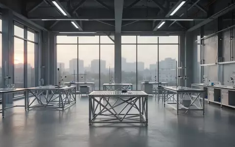 Ein minimalistisches, modernes Industrielabor mit polierten Betonböden und großen Fenstern bei Tageslicht. - Foto: über boerse-global.de