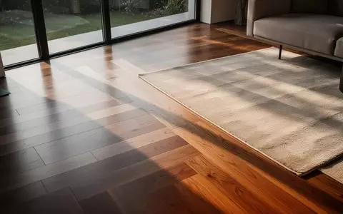 Ein moderner, minimalistischer Wohnraumboden mit hellem Parkett und einem neutralen Teppich bei natürlichem Lichteinfall. - Foto: über boerse-global.de