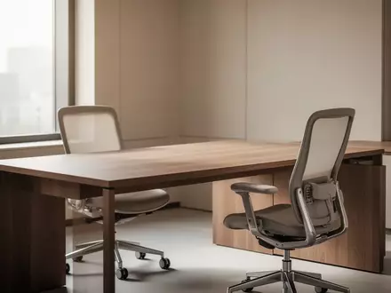 Ein minimalistisches, leeres Heimbüro mit einem Holztisch in hellem, natürlichem Tageslicht. - Foto: über boerse-global.de