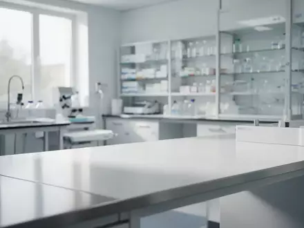 Ein steriler, moderner Arbeitsbereich in einer Krankenhausapotheke mit Edelstahlflächen und hellen, klinischen Räumlichkeiten. - Foto: über boerse-global.de
