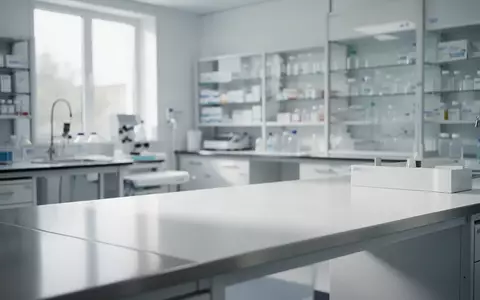 Ein steriler, moderner Arbeitsbereich in einer Krankenhausapotheke mit Edelstahlflächen und hellen, klinischen Räumlichkeiten. - Foto: über boerse-global.de