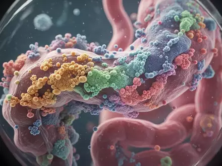 Mikroskopische Aufnahme von biologischen Strukturen, die bakterielle Mikroorganismen im menschlichen Darm darstellen. - Foto: über boerse-global.de