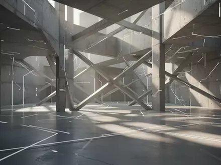 Abstrakte architektonische Strukturen mit geometrischen Linien und Schattenwurf in einem modernen Gebäude. - Foto: über boerse-global.de