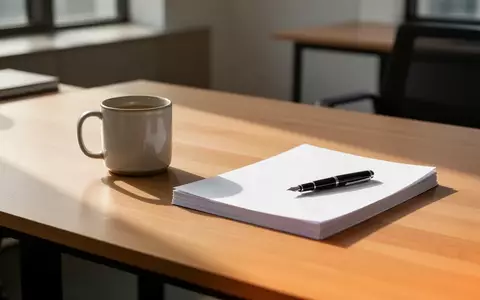 Ein minimalistischer, aufgeräumter Schreibtisch mit einer Kaffeetasse und Papier, ohne elektronische Geräte. - Foto: über boerse-global.de