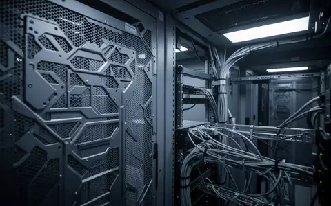 Minimalistische, dunkel gehaltene Serverraum-Infrastruktur mit Fokus auf industrielle Texturen und kühle Beleuchtung. - Foto: über boerse-global.de