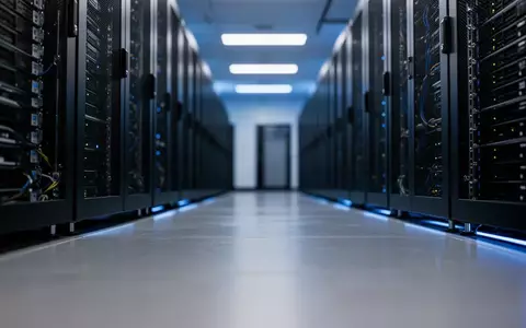 Moderne Serverraum-Infrastruktur mit dunklen Serverschränken und blauer Beleuchtung. - Foto: über boerse-global.de