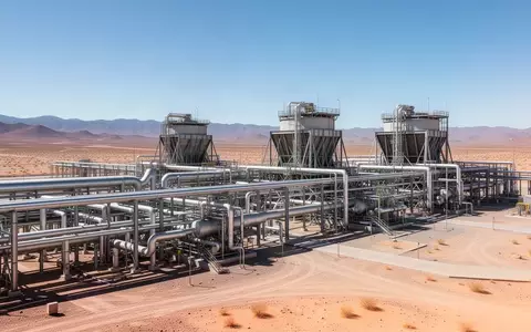 Große industrielle Wasser-Kühlanlage mit komplexen Rohrleitungssystemen in einer weiten Landschaft. - Foto: über boerse-global.de