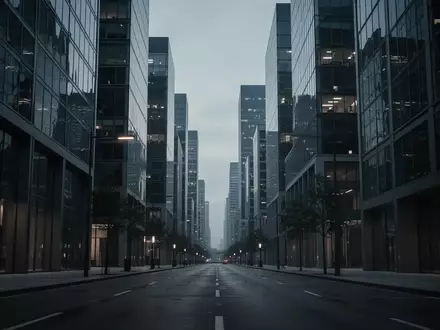 Eine nächtliche, menschenleere Finanzdistrikt-Architektur mit reflektierenden Glasfassaden, die eine geheimnisvolle Atmosphäre erzeugt. - Foto: über boerse-global.de