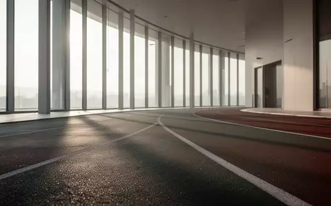 Eine moderne, minimalistische Indoor-Laufbahn bei natürlichem Lichteinfall in einem architektonisch schlichten Gebäude. - Foto: über boerse-global.de