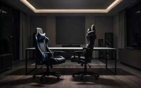 Ein minimalistisch eingerichtetes, modern gestaltetes Wohnzimmer in gedimmtem Licht, das eine Atmosphäre für konzentriertes Gaming schafft. - Foto: über boerse-global.de