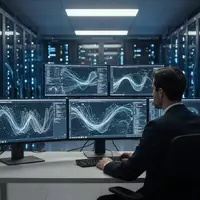 Ein Cybersicherheitsanalyst überwacht komplexe Netzwerkdaten in einem modernen Serverraum. - Foto: über boerse-global.de