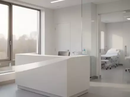 Ein heller, minimalistischer Empfangsbereich einer medizinischen Praxis mit natürlichem Lichteinfall. - Foto: über boerse-global.de