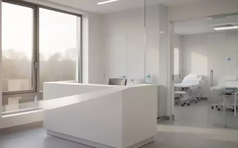 Ein heller, minimalistischer Empfangsbereich einer medizinischen Praxis mit natürlichem Lichteinfall. - Foto: über boerse-global.de