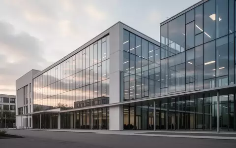 Moderne Bürogebäude-Fassade in Deutschland bei bewölktem Himmel, die Stabilität und wirtschaftliche Erholung symbolisiert. - Foto: über boerse-global.de
