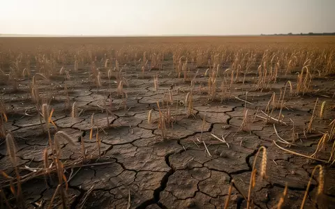 Weites, ausgetrocknetes Ackerfeld mit rissigem Boden und dürren Getreideresten unter spätsommerlichem Licht. - Foto: über boerse-global.de