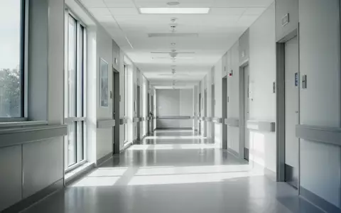 Ein heller, moderner Krankenhausflur mit klaren architektonischen Linien und natürlichem Tageslicht. - Foto: über boerse-global.de