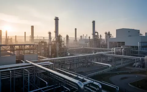 Eine weitläufige, moderne Stahlproduktionsanlage in der Morgensonne als Symbol für industrielle Dekarbonisierung. - Foto: über boerse-global.de