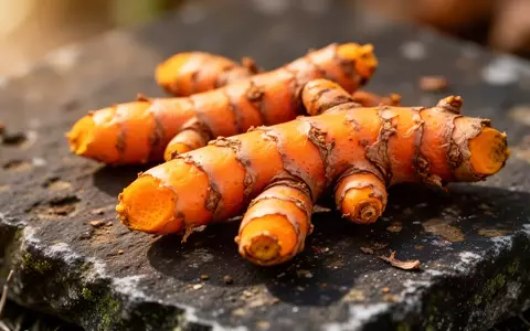 Frische Kurkuma-Wurzeln auf einem dunklen Steinhintergrund - Foto: über boerse-global.de