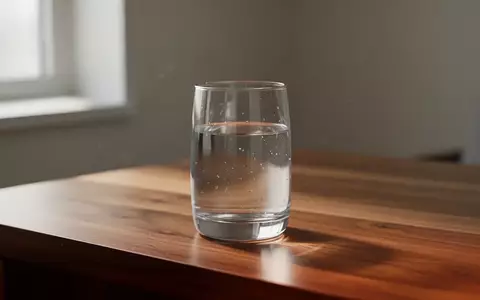 Ein Glas mit klarem Wasser auf einem Holztisch in einem hellen, ruhigen Raum als Symbol für einen gesunden Lebensstil. - Foto: über boerse-global.de