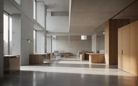Ein minimalistisch gestalteter, leerer Büroraum in einem modernen Verwaltungsgebäude mit klaren Architektur-Linien. - Foto: über boerse-global.de