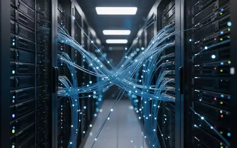 Moderne Serverräume mit leuchtenden Glasfaserkabeln in einer technologischen Umgebung. - Foto: über boerse-global.de
