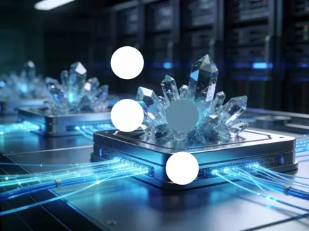 Abstrakte Darstellung moderner Quantentechnologie mit leuchtenden Lichtleitern und futuristischer Laborumgebung. - Foto: über boerse-global.de