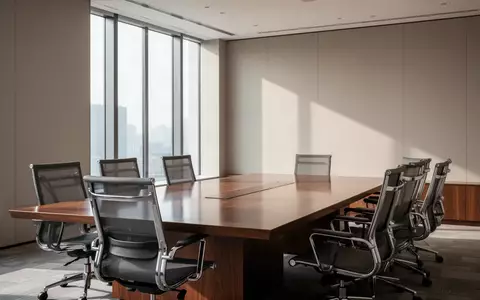 Ein minimalistisch gestalteter, leerer Konferenzraum mit hochwertigen Möbeln und natürlichem Lichteinfall. - Foto: über boerse-global.de