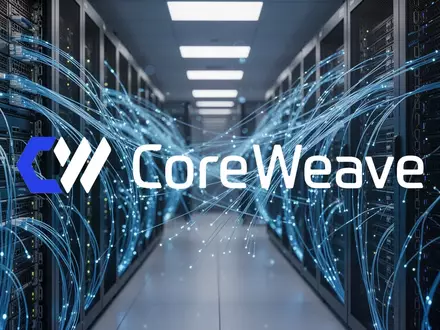 Abstrakte Darstellung eines modernen Rechenzentrums mit blau beleuchteten Serverracks und Glasfaserkabeln. - Foto: über boerse-global.de