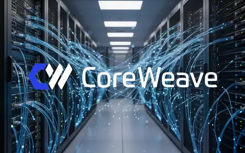Abstrakte Darstellung eines modernen Rechenzentrums mit blau beleuchteten Serverracks und Glasfaserkabeln. - Foto: über boerse-global.de
