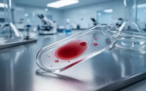 Eine Nahaufnahme einer Labor-Glasplatte mit einer biologischen Blutprobe in einer sterilen, klinischen Umgebung. - Foto: über boerse-global.de