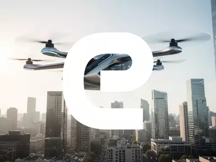 Futuristisches autonomes Fluggerät über einer modernen Stadtlandschaft bei hellem Tageslicht. - Foto: über boerse-global.de