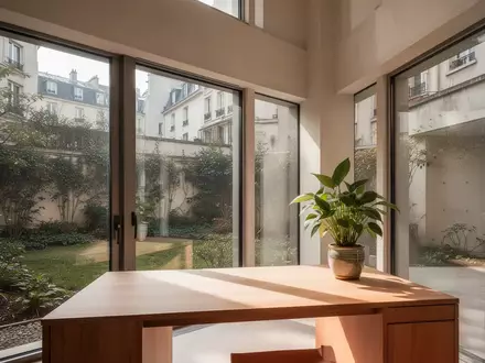 Ein minimalistisch gestalteter Lernbereich mit einem leeren Holztisch, einer Zimmerpflanze und weichem Tageslicht. - Foto: über boerse-global.de