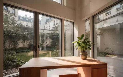 Ein minimalistisch gestalteter Lernbereich mit einem leeren Holztisch, einer Zimmerpflanze und weichem Tageslicht. - Foto: über boerse-global.de