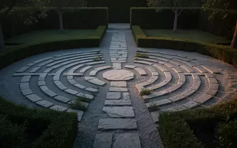 Ein minimalistischer Steingarten mit einem Labyrinthpfad bei Dämmerung, der den Prozess der Entscheidungsfindung symbolisiert. - Foto: über boerse-global.de